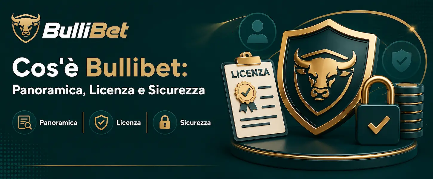 Panoramica di Bullibet con dettagli su licenza, sicurezza e affidabilità della piattaforma di gioco online in Italia.